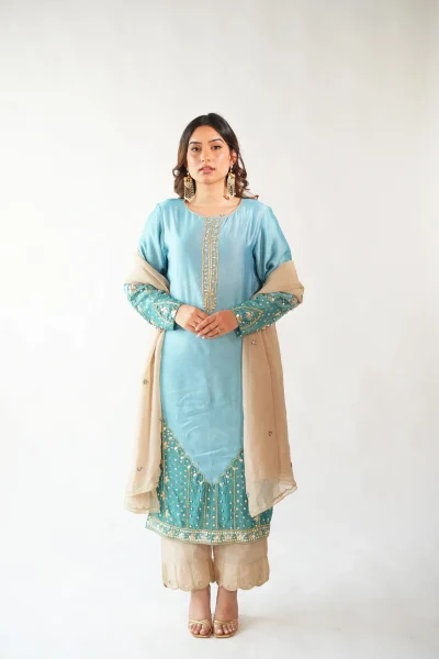 Blue and Gold Scallop Ensemble