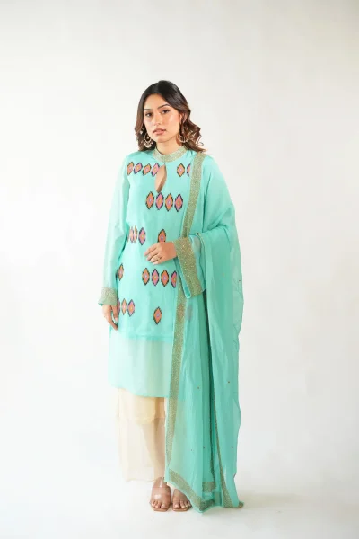 Aqua Stitch KEYHOLE SUIT SET