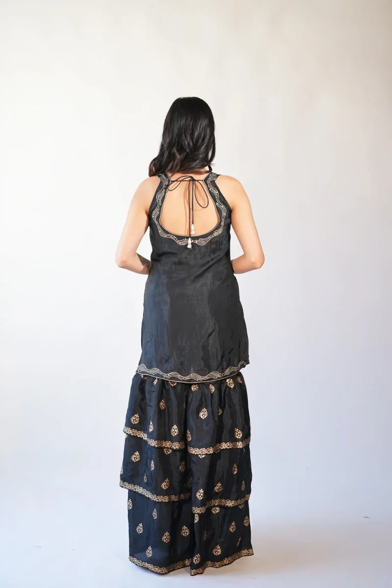 Elegant Noir Sharara Ensemble - Image 2