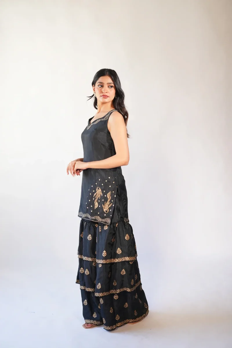 Elegant Noir Sharara Ensemble - Image 4